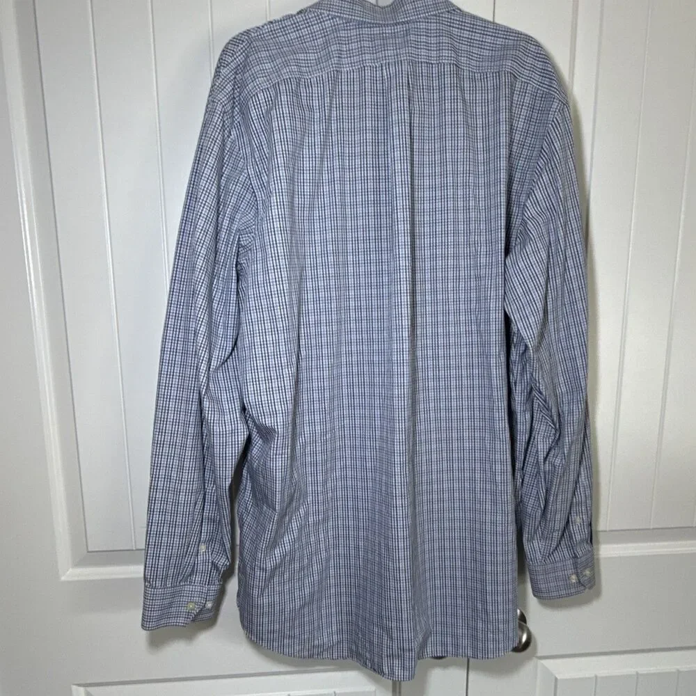 Banana Republic Non-Iron Classic Fit Blue/White Check Shirt XXL Tall